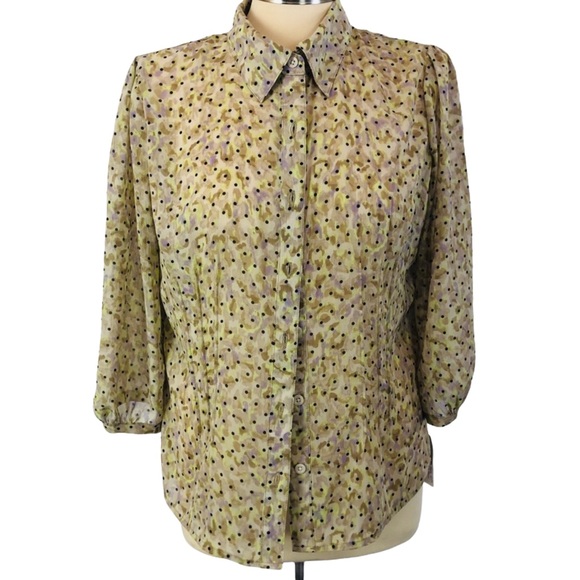 Christopher & Banks M Blouse Button down Polka Dot - Picture 2 of 9
